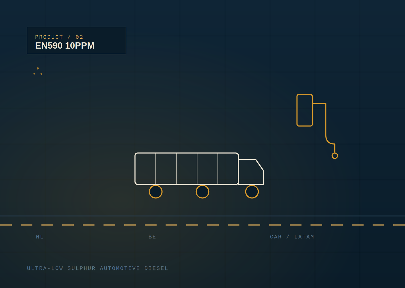 EN590 diesel road corridor illustration with tanker truck